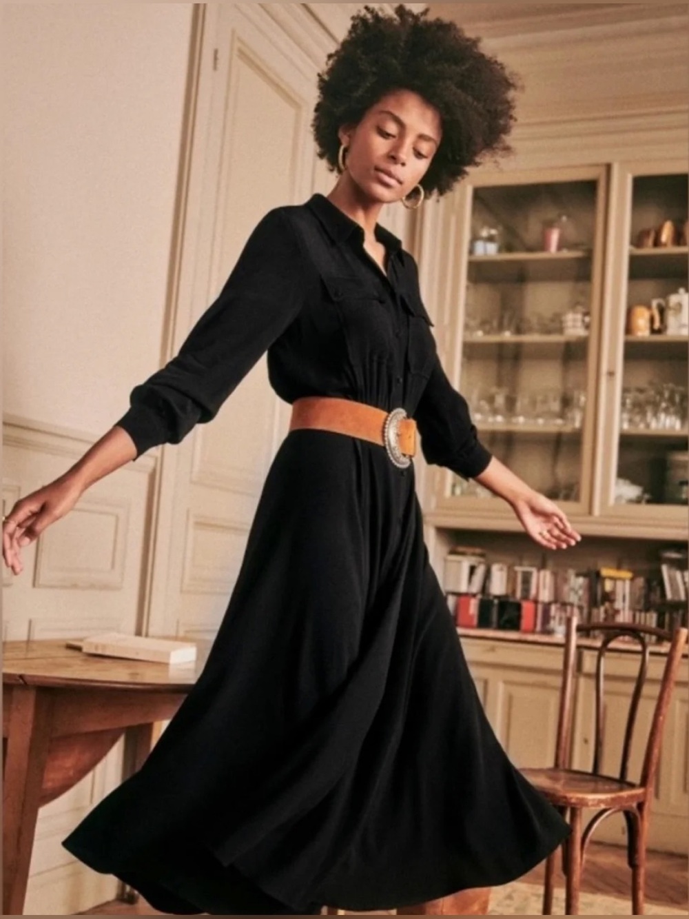 Sezane Lauretta Dress in Black